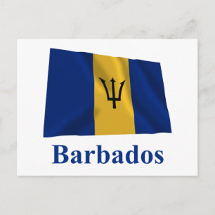 Barbados Waving Flag met naam Briefkaart