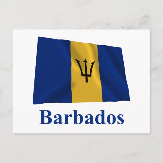 Barbados Waving Flag met naam Briefkaart (Voorkant)