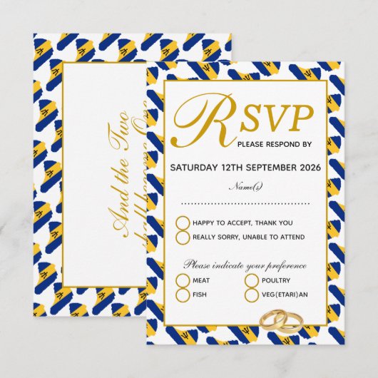 BARBADOS Wedding Celebration RSVP Response Kaart (Voorkant / Achterkant)