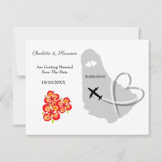 Barbados Wedding Destination Save the Date (Voorkant)