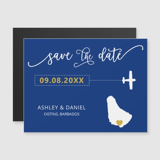 Barbados Wedding Save the Date Kaart, Kaart Magnetische Uitnodiging (Voorkant / Achterkant)