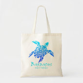 Barbados West Indies  Retro Tribal Turtle V Tote Bag (Voorkant)