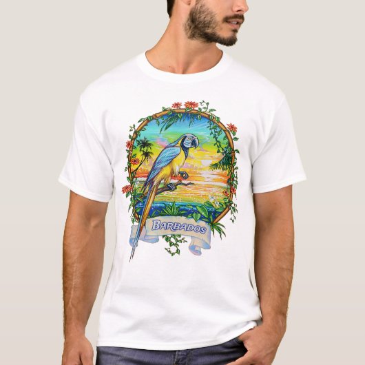 Barbados West Indies  tropische papegaai Vacat T-shirt (Voorkant)