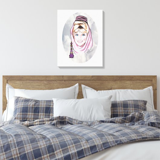 Barbara Eden, ik droom van Jeannie. Canvas Afdruk (Insitu (Slaapkamer))