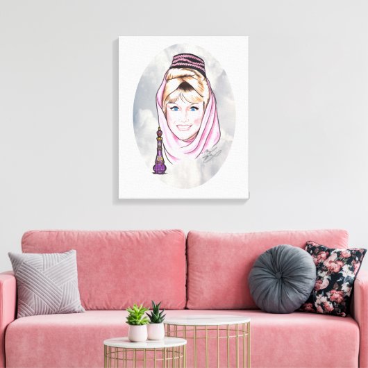 Barbara Eden, ik droom van Jeannie. Canvas Afdruk (Insitu (Woonkamer))