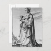 Barbara, geëtst door Wenceslaus Hollar, 1647 Briefkaart (Voorkant / Achterkant)