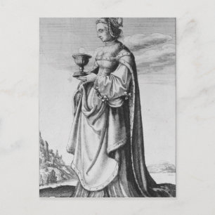 Barbara, geëtst door Wenceslaus Hollar, 1647 Briefkaart