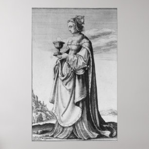 Barbara, geëtst door Wenceslaus Hollar, 1647 Poster