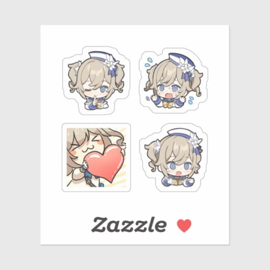 Barbara Genshin Impact 4 stickers op een vel Extra (Vel)