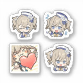 Barbara Genshin Impact 4 stickers op een vel Extra (Voorkant)