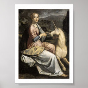 Barbara Longhi - Dame mit Einhorn - Unicorn Poster