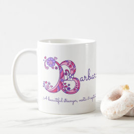 Barbara-naam die decoratieve B-monogram-mok beteke Koffiemok