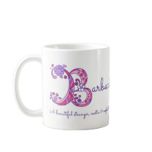 Barbara-naam die decoratieve B-monogram-mok beteke