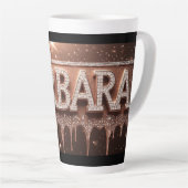 Barbara Naam in Druppelende Roze Goud Latte Mok (Rechterhoek)