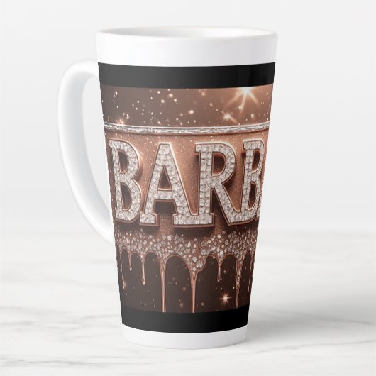 Barbara Naam in Druppelende Roze Goud Latte Mok (Linkerhoek)