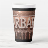 Barbara Naam in Druppelende Roze Goud Latte Mok (Voorkant)