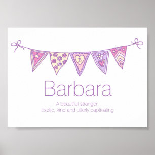 Barbara naam: paarse roze vlag bundel poster