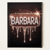 Barbara Naam Roze Goud Diamant Druppelende Glitter Planner (Achterkant)