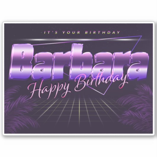 Barbara Name Vorname lila retro Sticker Geburtstag (Voorkant)