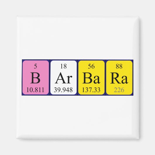 Barbara periodieke tabel naam magneet (Voorkant)