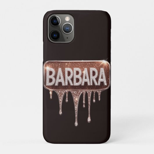 ✨ Barbara Sparkle Luxe Roze Goud Diamanten Drip Case-Mate iPhone Case (Achterkant)