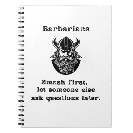 Barbaren slaan als eerste notitieboek (Voorkant)