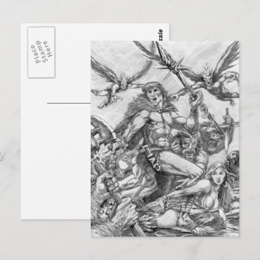 Barbarian Apocalypse Art 001 Briefkaart (Voorkant / Achterkant)