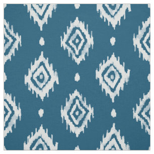 BARBARIAN Boho Ikat Diamond Blue Stof