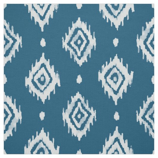 BARBARIAN Boho Ikat Diamond Blue Stof (Swatch)