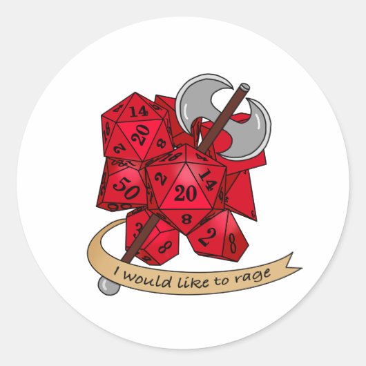 Barbarian Dice Design Ronde Sticker (Voorkant)