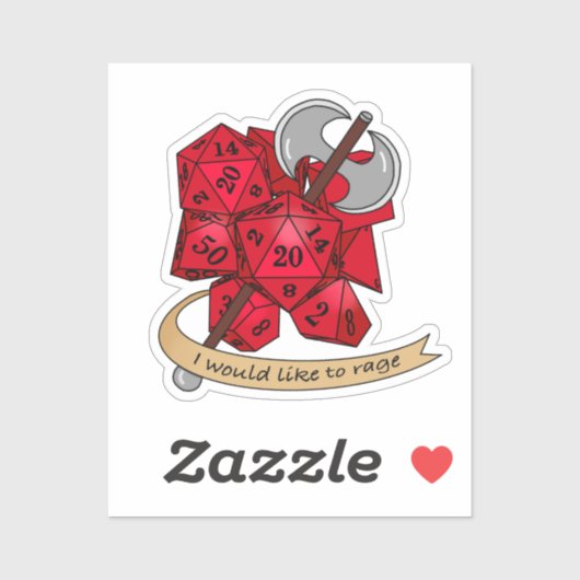 Barbarian Dice Design Sticker (Vel)