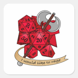 Barbarian Dice Design Vierkante Sticker