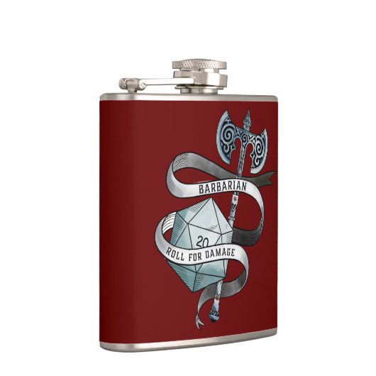 Barbarian roll voor schade d20 grote bijl heupfles (Rechts)