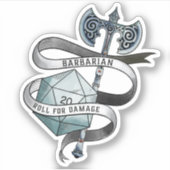 Barbarian roll voor schade d20 grote bijl sticker (Voorkant)