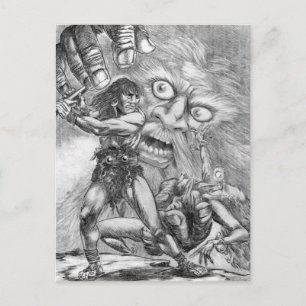 Barbarian vs. Wizard; Het zwaard zal zegevieren!! Briefkaart