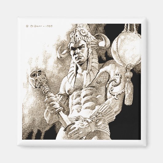 Barbarian Warrior Square Magnet (Voorkant)