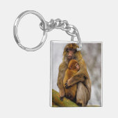 Barbarijse makaken moeder en baby sleutelhanger (Voorkant Links)