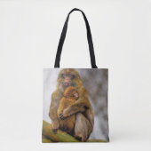 Barbarijse makaken moeder en baby tote bag (Voorkant)