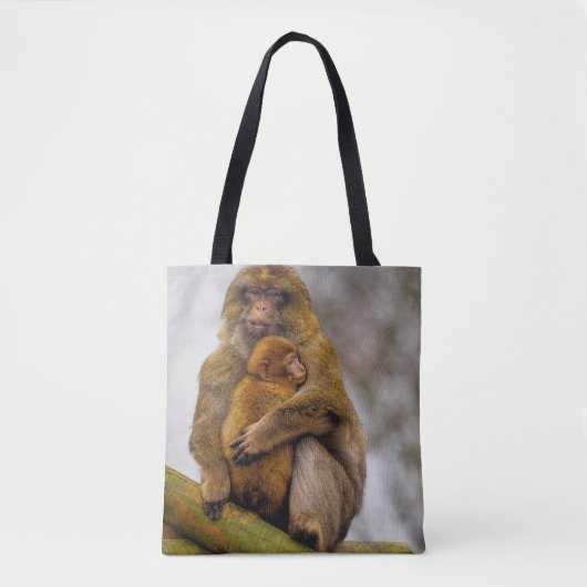 Barbarijse makaken moeder en baby tote bag (Voorkant)