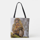 Barbarijse makaken moeder en baby tote bag (Achterkant)
