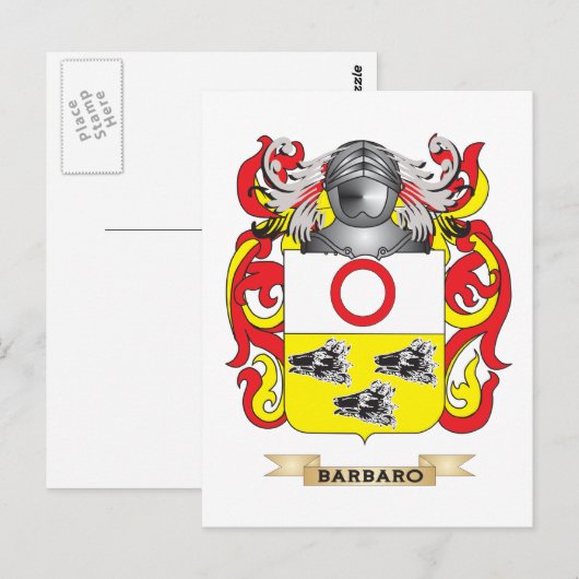 Barbaro wapenschild (familiewapen) briefkaart (Voorkant / Achterkant)