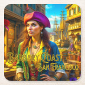 Barbary Coast San Francisco Piraat Papier Onderzet Kartonnen Onderzetters (Voorkant)
