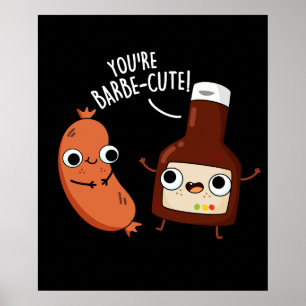 Barbe-schattig Funny Barbecue Pun Dark BG Poster