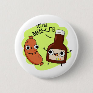 Barbe-schattig Funny Barbecue Pun Ronde Button 5,7 Cm