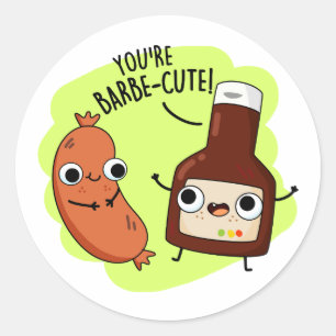 Barbe-schattig Funny Barbecue Pun Ronde Sticker