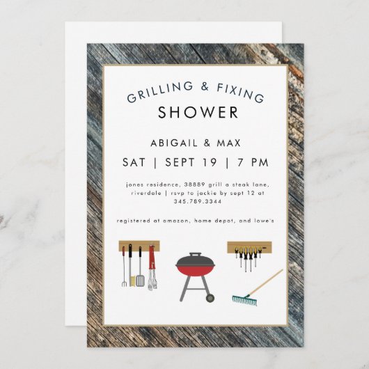 Barbecue & Accessoires Bruidsfeest voor Koppels Kaart (Voorkant / Achterkant)