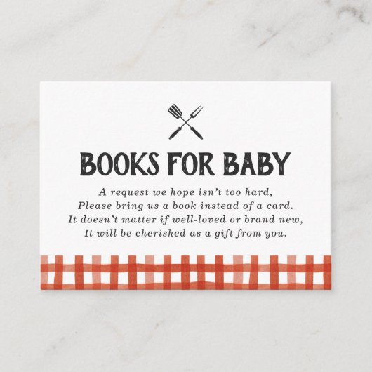 Barbecue Baby shower Boeken voor Baby Informatiekaartje (Voorkant)