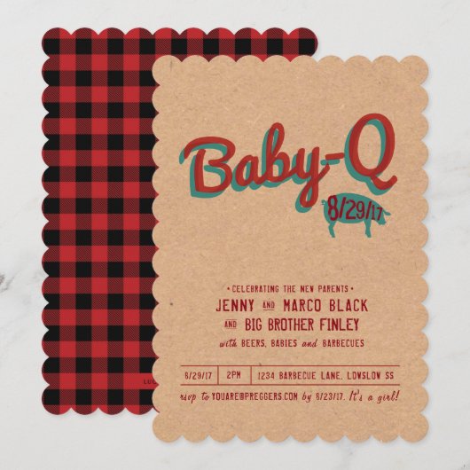 Barbecue Baby shower Uitnodiging (Voorkant / Achterkant)