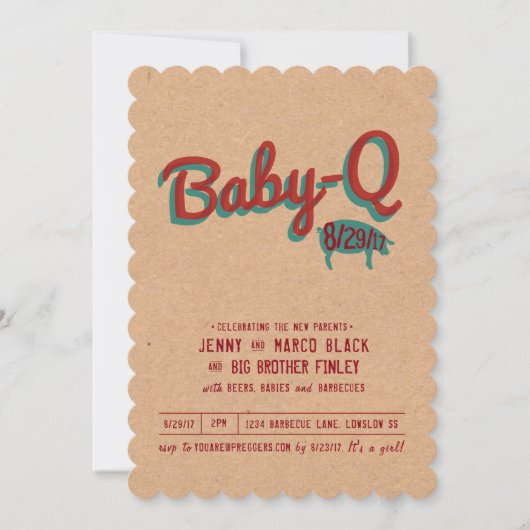 Barbecue Baby shower Uitnodiging (Voorkant)