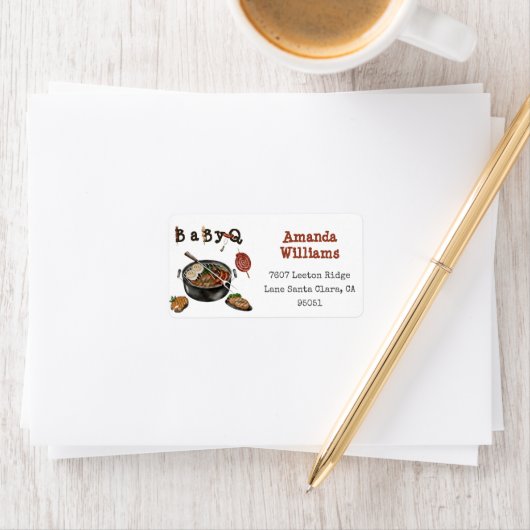 Barbecue Backyard Party Baby shower BabyQ Adres Etiket (Insitu)